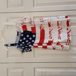 SheilLay Brand, Women's Top,  Size Large,  beautiful flag , red, white and blue